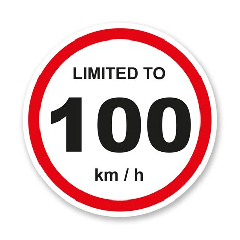 Limited To 100 Kmh Vehicle Speed Restriction Small Sticker