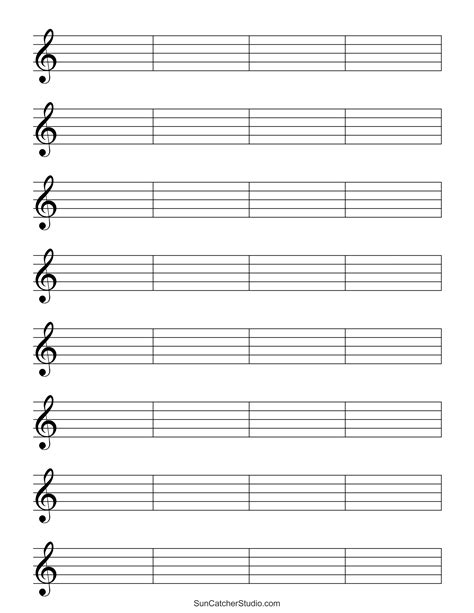 Free Printable Music Staff Sheet 12 Lines Templates A
