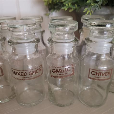 Vintage Clear Glass Spice Jars Apothecary Jars Herb Bottles Etsy