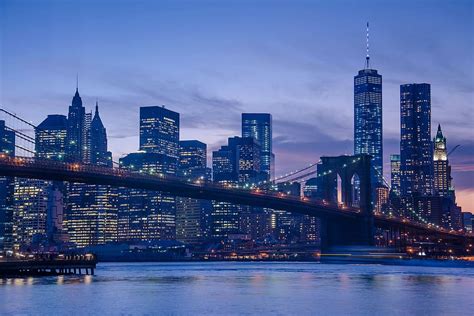 Hd Wallpaper The Famous Manhattan Skyline Captured At Sunset In New