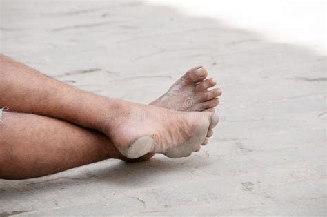 Barefoot Man In The Street Stock Photo Image Of Wait