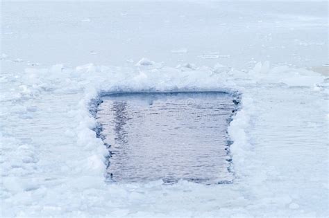 Snow Water Hole Stock Photo Image Of Cold Bizarre Dipping 65716152