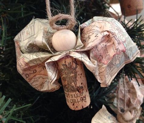 Vintage Paper And Wine Cork Angel Ornament By Buzzhaus On