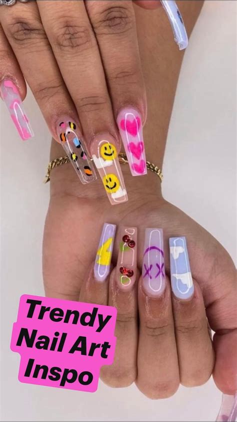 Trendy Nail Art Inspo Acrylic Nails Coffin Pink Nail Designs