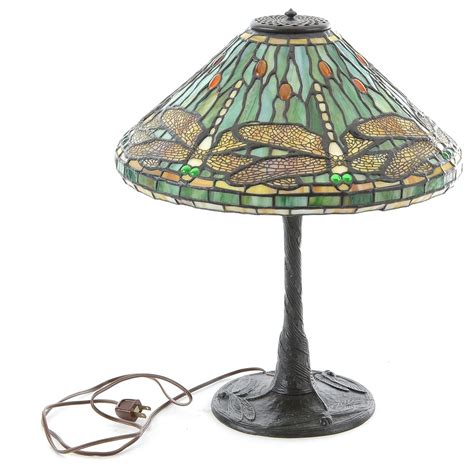 Signed Dragonfly Tiffany Style Lamp Ebth