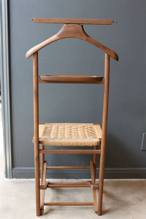 Our interpretation of a classic ladder back chair. Vintage Wood Valet Folding Chair with Woven Caned Seat ...