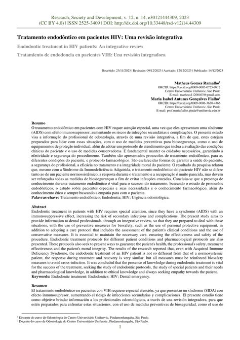 PDF Tratamento endodôntico em pacientes HIV Uma revisão integrativa