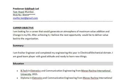 Apply for the latest mechanical engineering jobs on freshersworld.com. Resume - Siddhesh Lad