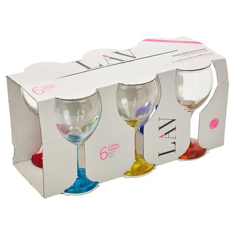 6pc Set 210ml Cocktail Coloured Stem Wine Glasses Red White Wedding Dinner Party Ebay