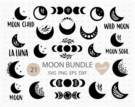 Moon Svg Bundle Moon Phases Svg Celestial Svg Files For Etsy