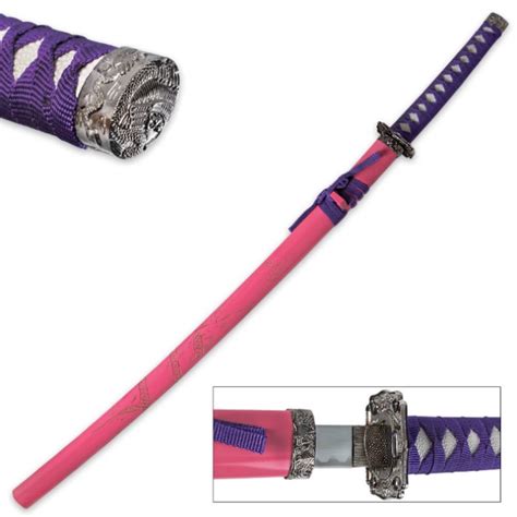 Femme Fatale Pink And Purple Dragon Katana Sword Knives