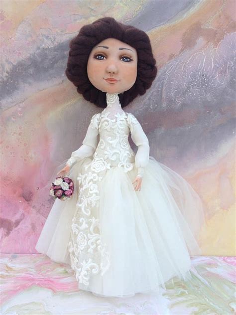 Doll Bride From Cloth T For Wedding Newlyweds White Dress Creamy For Betrothal Wedding Art