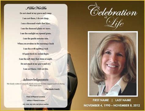 Free Printable Memorial Card Template Of 25 Funeral Program Templates