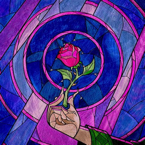 Disney Beauty And The Beast Stained Glass Rose