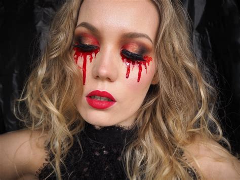 Easy Halloween Makeup Look Blood Tears You Only Need Fake Blood