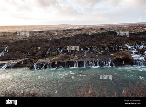 Barnafossar Waterfall Husafell Iceland Stock Photo Alamy