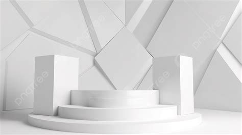 Stage Podium With White Geometric 3d Design Background 3d Stage