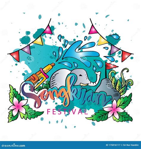 Songkran Festival Thai New Year National Holiday Stock Illustration