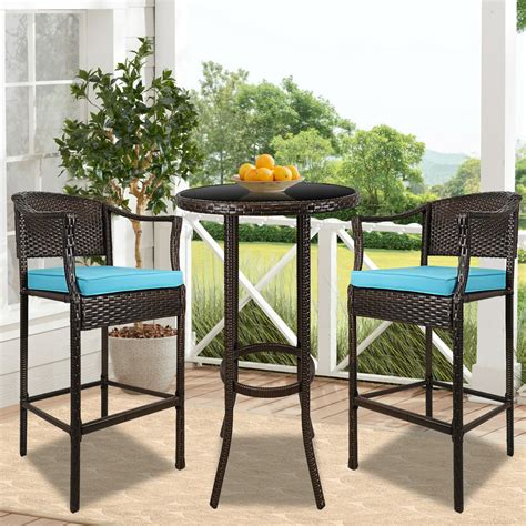 Clearance Bistro Table And Chairs 3 Piece Bar Height Patio Set With