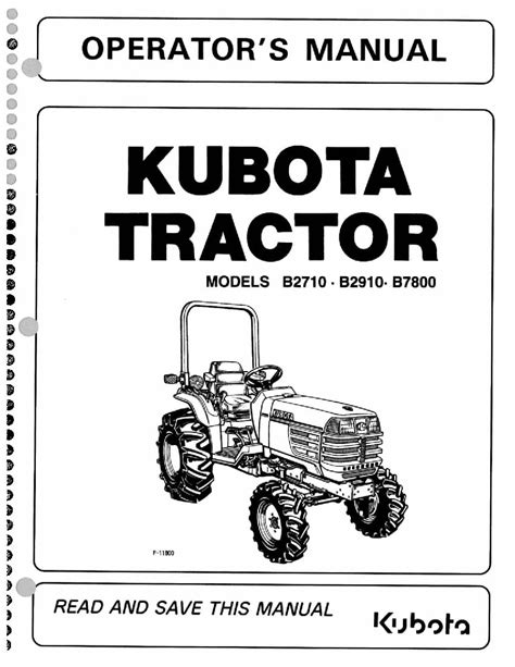 Kubota B2710 B2910 B7800 Operation Manual Pdf Download Service Manual
