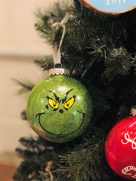 Glitter Grinch Ornament Etsy