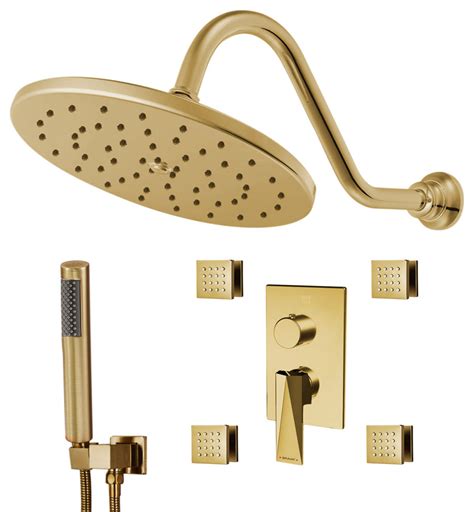 For over 30 years bathselect has been a leading supplier of quality bathroom fixtures that includes shower systems, shower sets, shower panels, shower heads, bathroom faucets, whirlpool bathtubs, innovative steam showers, glass shower enclosures, sink faucets, bathroom vanities, bathroom fixtures and more at unbeatable prices. Bravat Brushed Gold Shower Set, Valve Mixer 3-Way ...