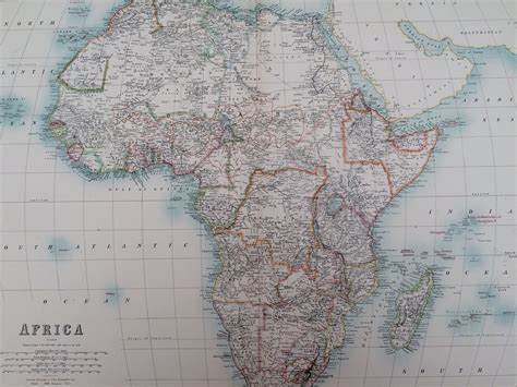 1898 Africa Extra Large Original Antique A And C Black Map Showing