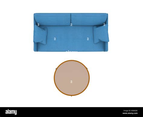 Blue Sofa With Table Top View Path Selection Stock Photo Alamy