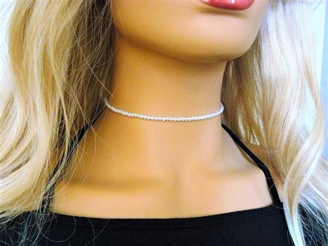 Dainty Pearl Choker Necklace Bridal Necklace Bridesmaids Etsy White