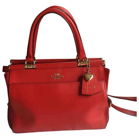 Leather Handbag Coach Red In Leather 7982527 Leather Handbags Handbag Leather