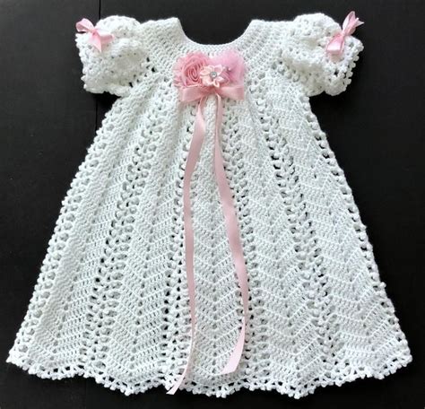 Baby Girl Crochet Pattern Christening Dress With Slip Pattern Etsy