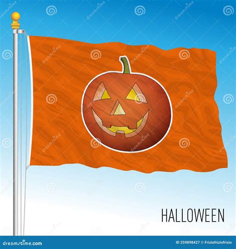 Halloween Pumpkin Fantasy Flag Traditional Celebration Stock Vector