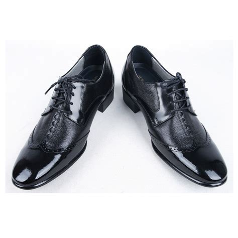 Free exchanges and easy returns! Mens black leather wing tip lace up dress shoes