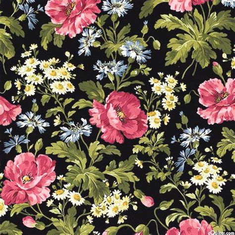 Victorian Garden Black Flower Backgrounds Vintage Floral Pattern