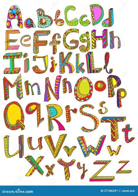 Color Hand Drawn Alphabet Stock Image Image 27186291