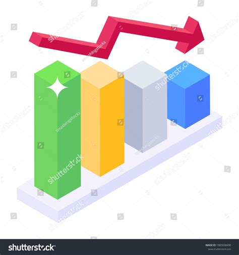 Infographic Decrease Arrows Down Chart Isometric Stock Vector Royalty