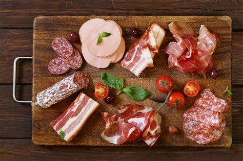 Assorted Deli Meats Ham Sausage Salami Parma Prosciutto Stock