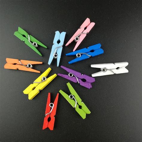 25mm 100pcs Wood Clothespin Clips Note Pegs Mixed For Photo Paper