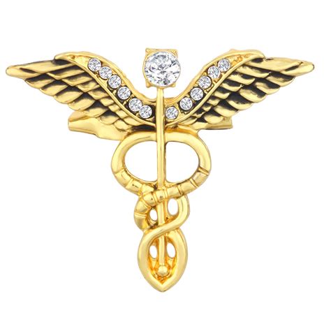 Mahi Gold Plated Medical Caduceus Doctors Unisex Brooch Lapel Pin