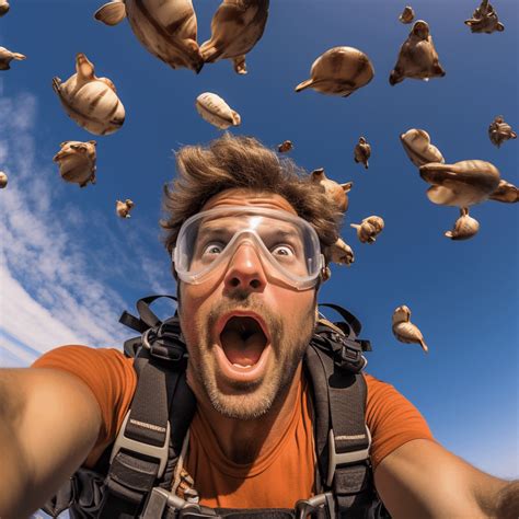 Skydivers Discovering Their Parachute Backpack Actually Contains R