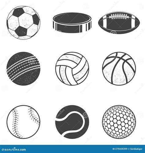 Set Of Black And White Sports Balls Vector Illustration Stock Vector