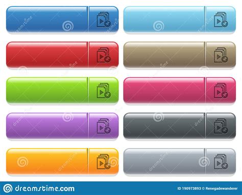 Pin Playlist Icons On Color Glossy Rectangular Menu Button Stock