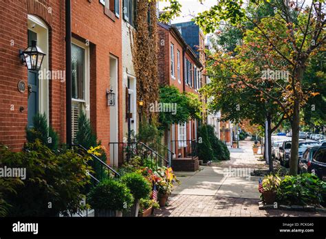 Row Houses In Federal Hill Baltimore Maryland Stock Photo Alamy