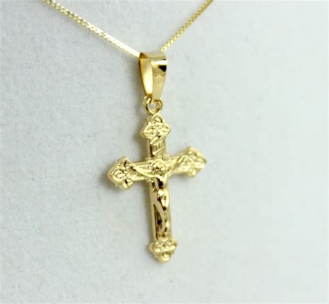 SOLID 14KT GOLD Crucifix Cross Necklace Multi Women Girls Etsy
