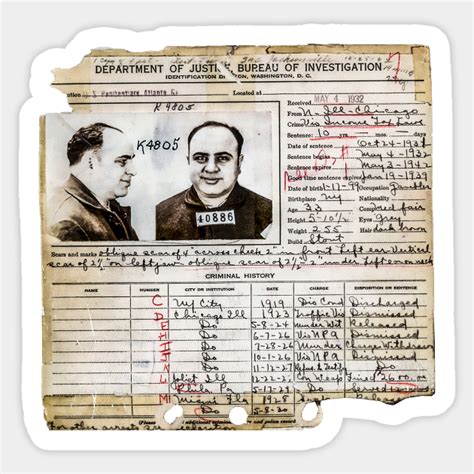 al capone arrest record 1932 al capone sticker teepublic