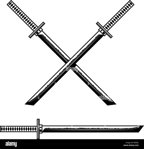 Samurai Katana Sword Design Element For Logo Label Sign Banner