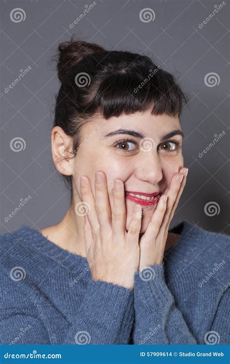 Cute Smiling Young Woman Looking Shy Stock Photo Image Of Smile