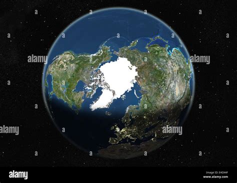 Globe Centred On The North Pole True Colour Satellite Image True