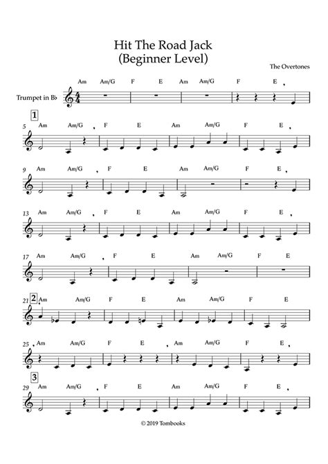 Hit The Road Jack Beginner Level Ray Charles Trumpet Sheet Music
