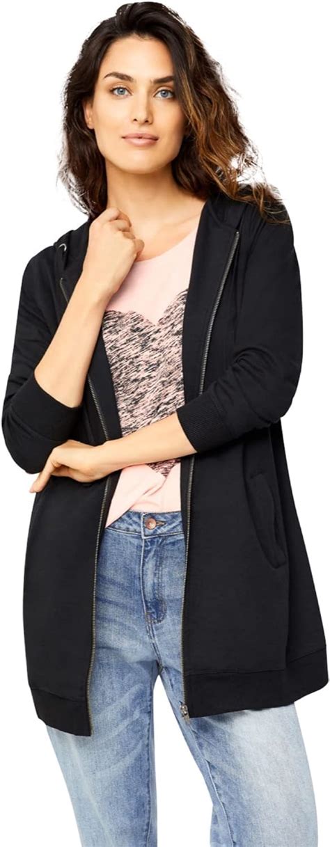 Ellos Womens Plus Size Long Zip Front Hoodie At Amazon Womens Clothing Store